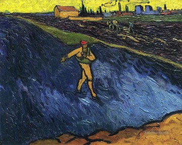  grund - Der Sämann Stadtrände von Arles im Hintergrund Vincent van Gogh